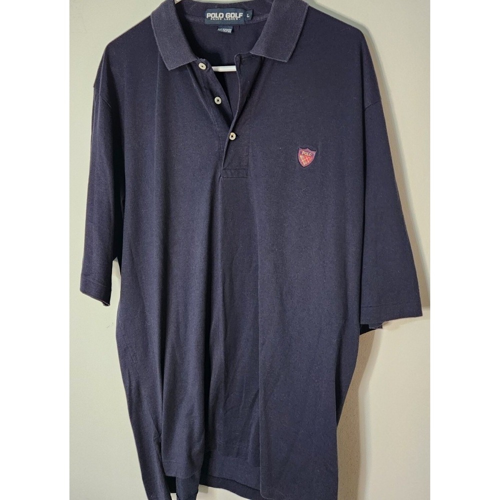 Polo Golf Ralph Lauren Mens L Navy Blue Cotton Polo Atlanta National Golf Club